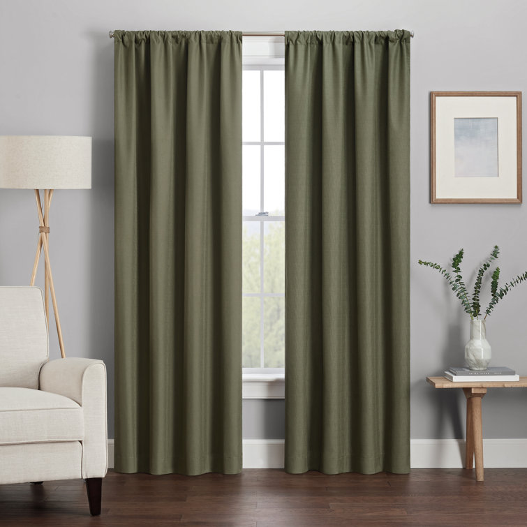 Artichoke Green Blackout Polyester Rod Pocket Curtains