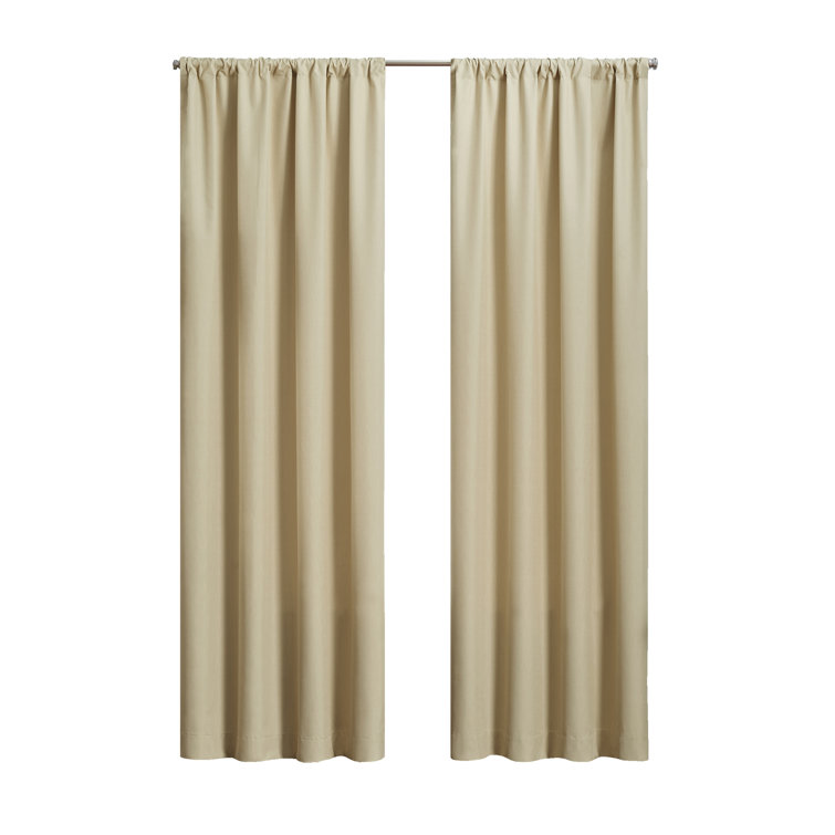 Cafe Beige Polyester Blackout Rod Pocket Curtains