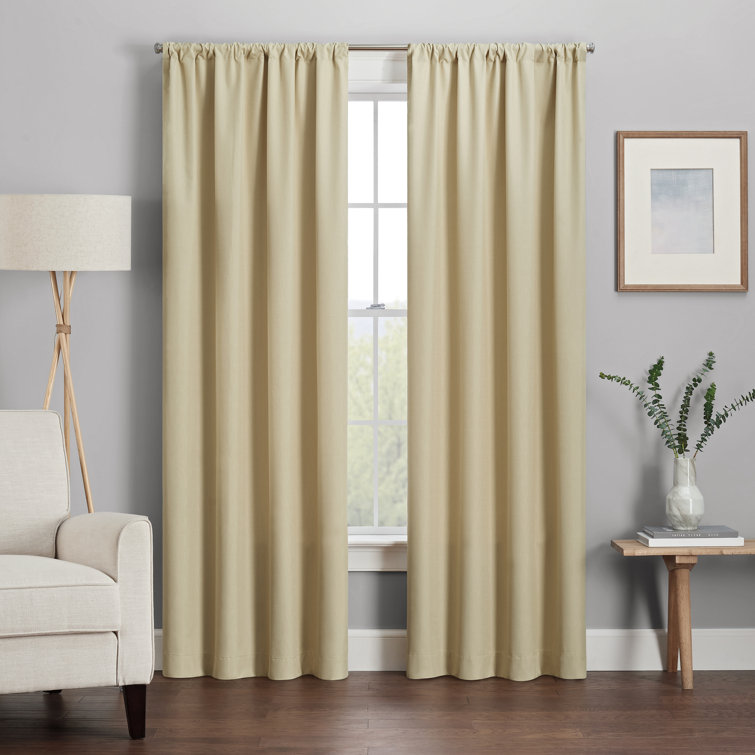 Kenna Tan Blackout Rod Pocket Curtain Panel, 54"x42"