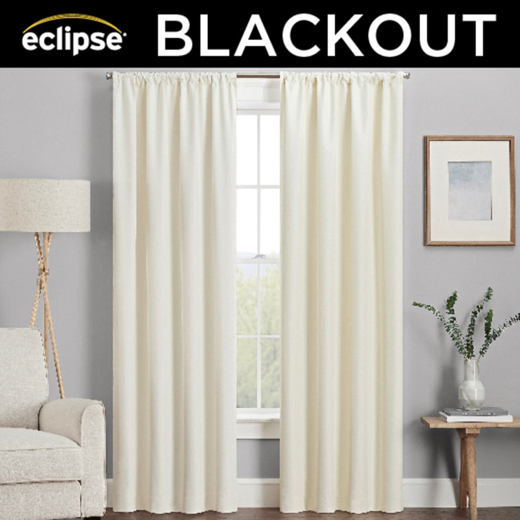 Ivory Polyester Blackout Rod Pocket Curtain Panel