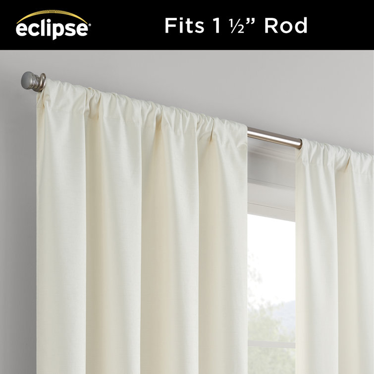 Ivory Polyester Blackout Rod Pocket Curtain Panel
