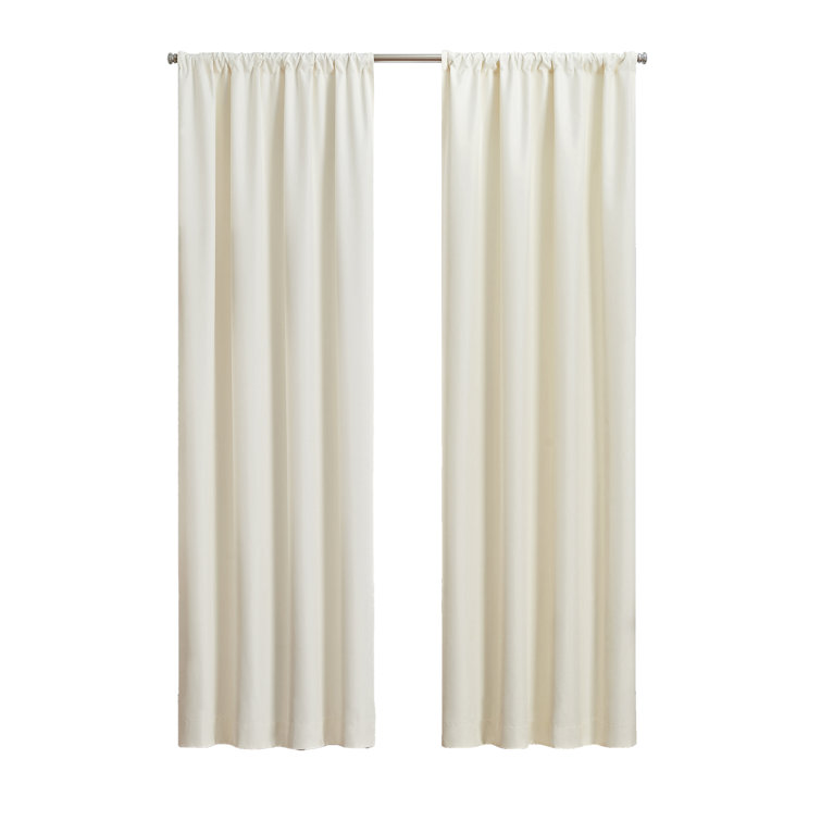 Ivory Polyester Blackout Rod Pocket Curtain Panel