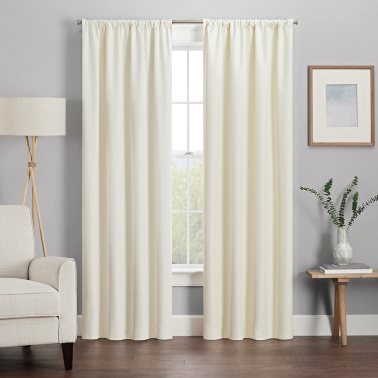 Ivory Polyester Blackout Rod Pocket Curtain Panel