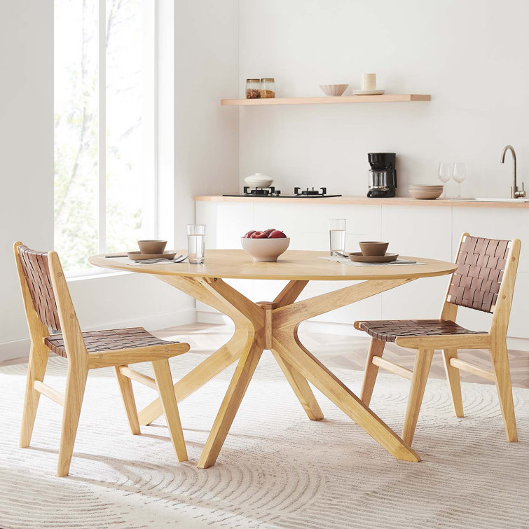 Crossroads 47" Round Oak Wood Dining Table