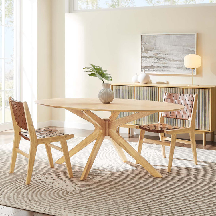 Crossroads 47" Round Oak Wood Dining Table