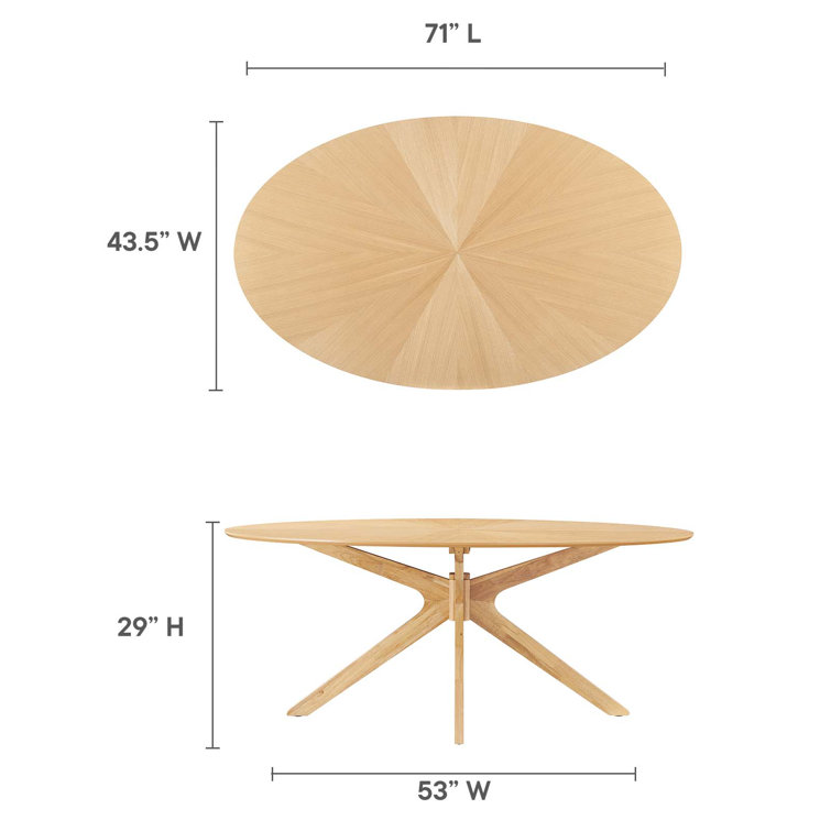 Crossroads 47" Round Oak Wood Dining Table