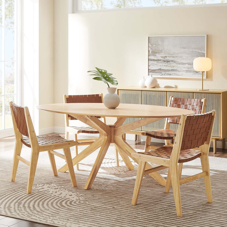 Crossroads 47" Round Oak Wood Dining Table