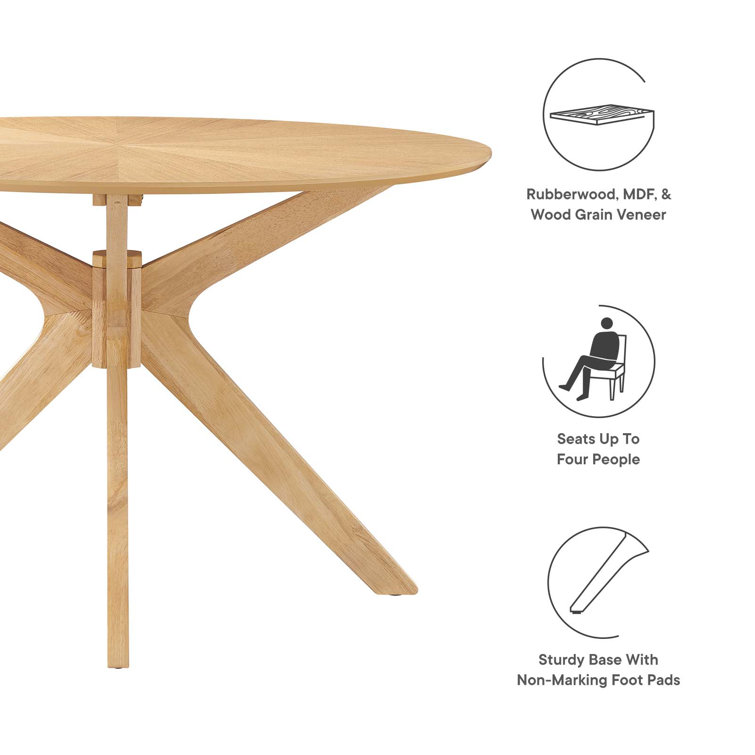 Crossroads 47" Round Oak Wood Dining Table