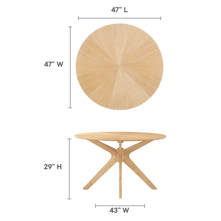 Crossroads 47" Round Oak Wood Dining Table