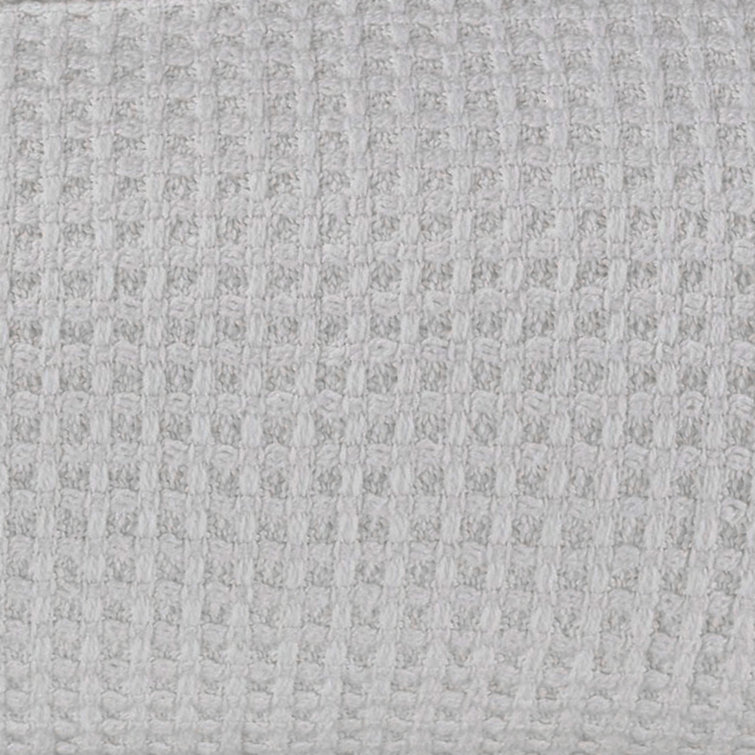 Waffleweave Soft Grey Cotton Twin Blanket with Reversible Knit