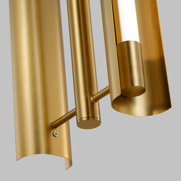 Burnished Brass Modern LED Pendant Light with Dual Bars