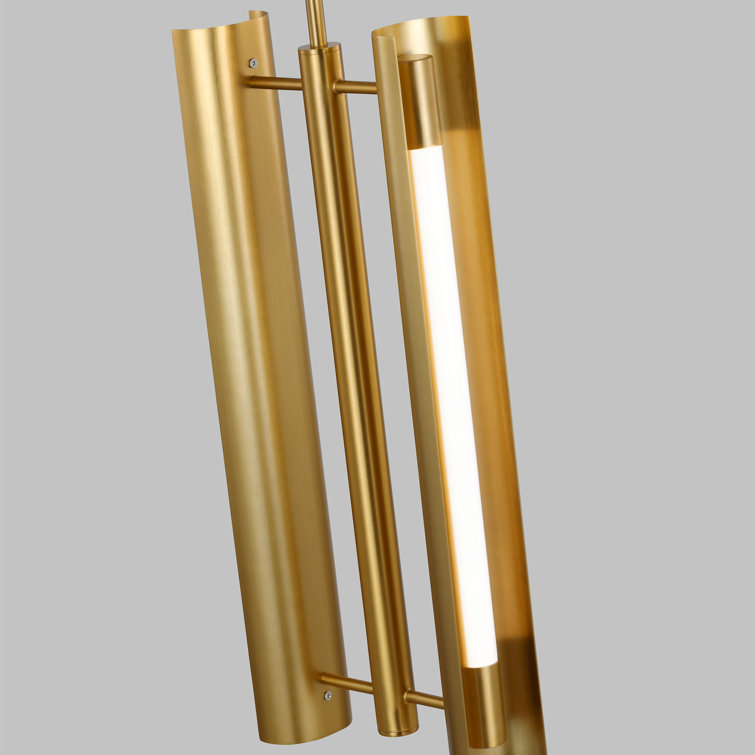 Burnished Brass Modern LED Pendant Light with Dual Bars