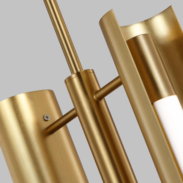 Burnished Brass Modern LED Pendant Light with Dual Bars