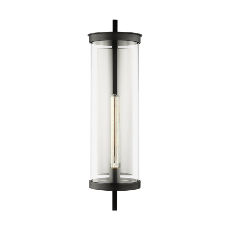 Textured Black and Clear Glass Outdoor Wall Light