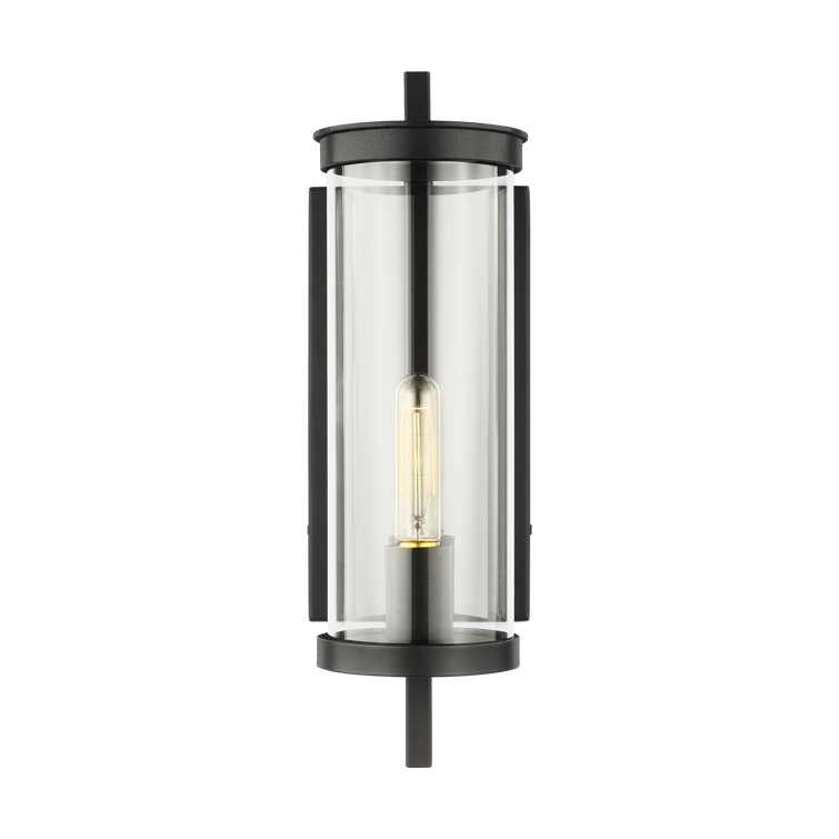 Textured Black Clear Glass Outdoor Wall Sconce