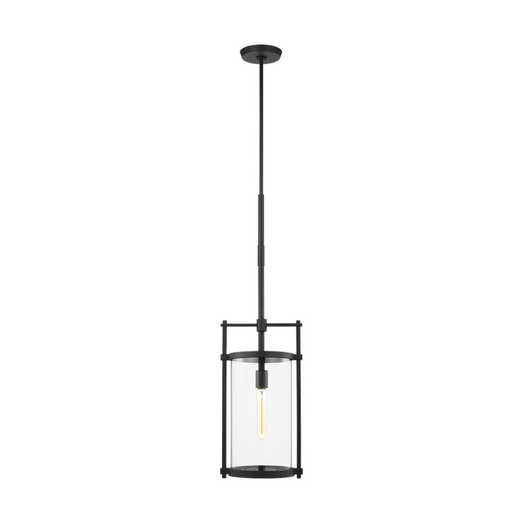 Eastham Textured Black Outdoor Pendant with Glass Shade