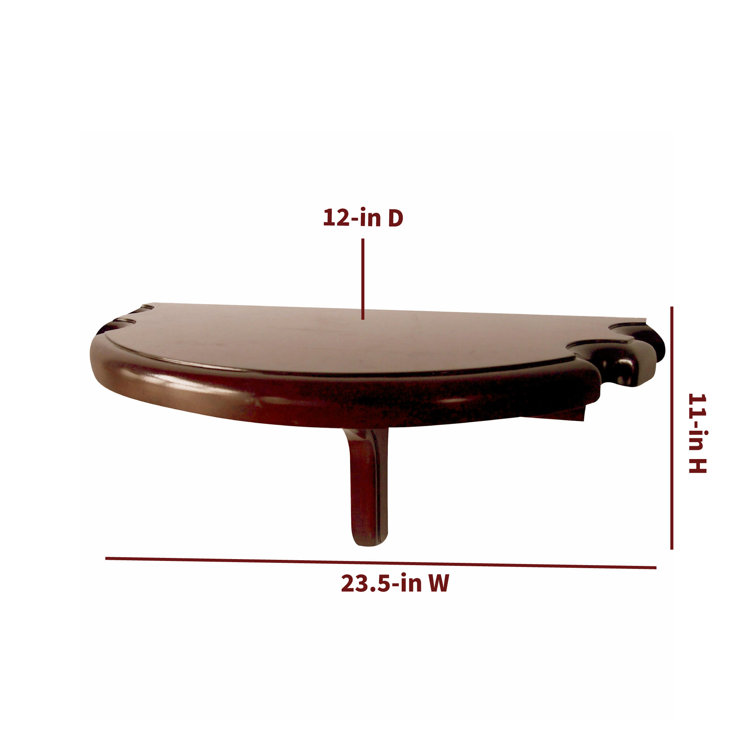 Walnut Wood Half Moon Game Room Wall Shelf with Cue Cutouts