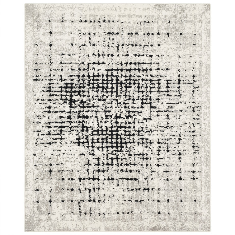 Ivory Flux Abstract Easy-Care Synthetic Rug, 2' x 3'