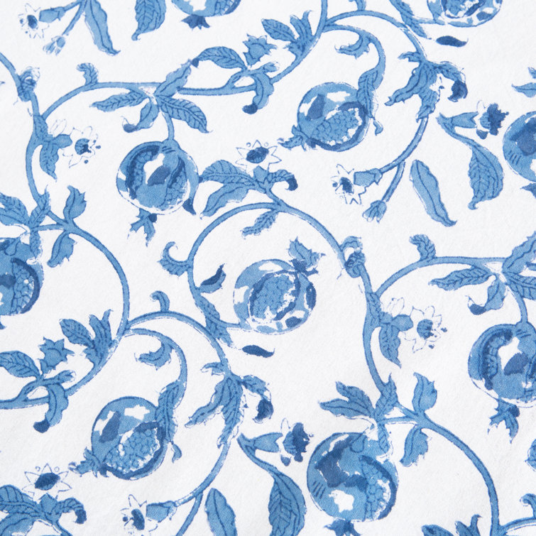 Blue Floral French Country Round Fabric Tablecloth