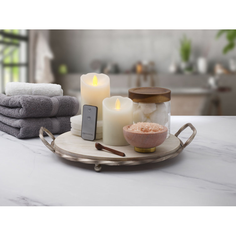 White Flameless LED Wax Pillar Candles Set