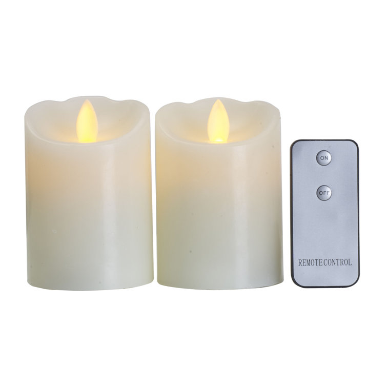 White Flameless LED Wax Pillar Candles Set