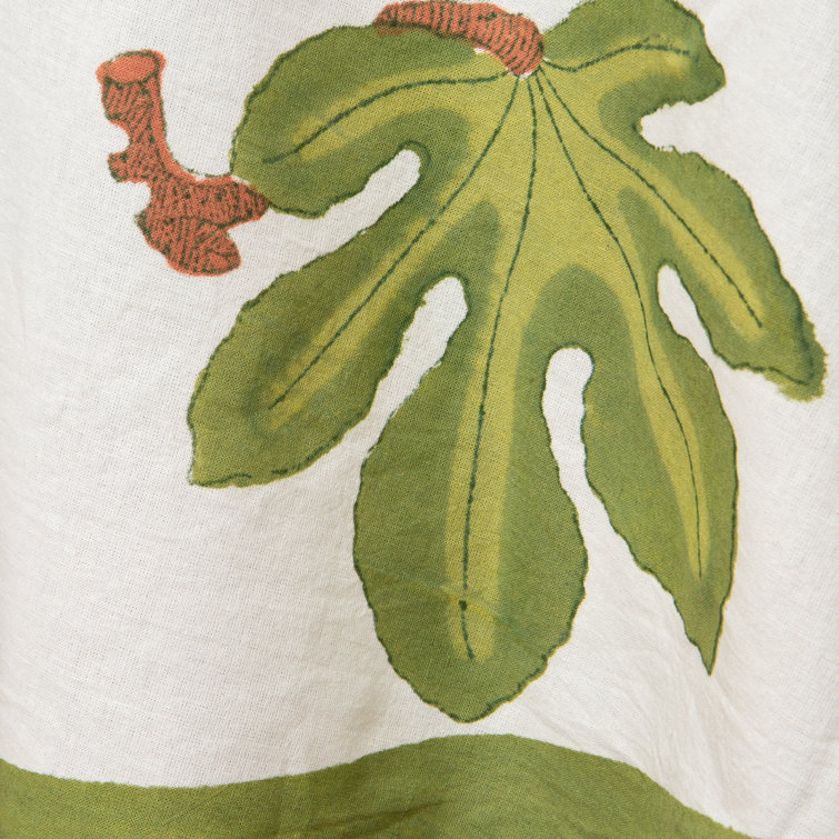 Red and Green Fig Floral 70" Round Fabric Tablecloth
