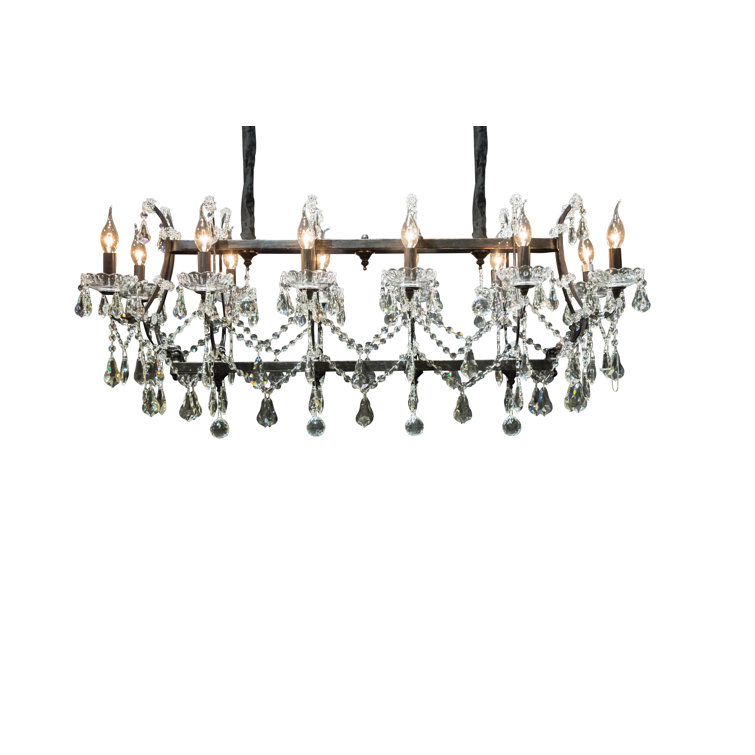 Black Crystal 12-Light Candle Chandelier