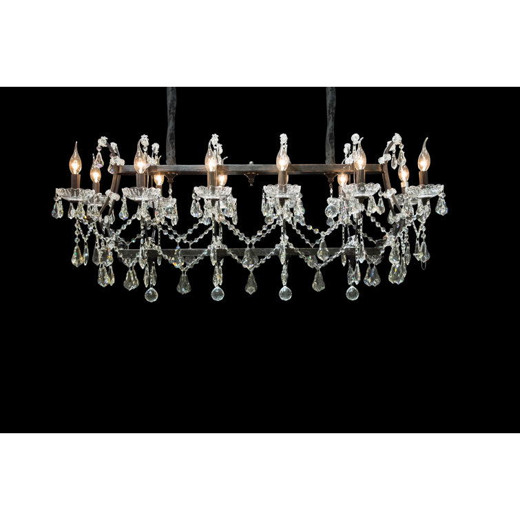 Black Crystal 12-Light Candle Chandelier