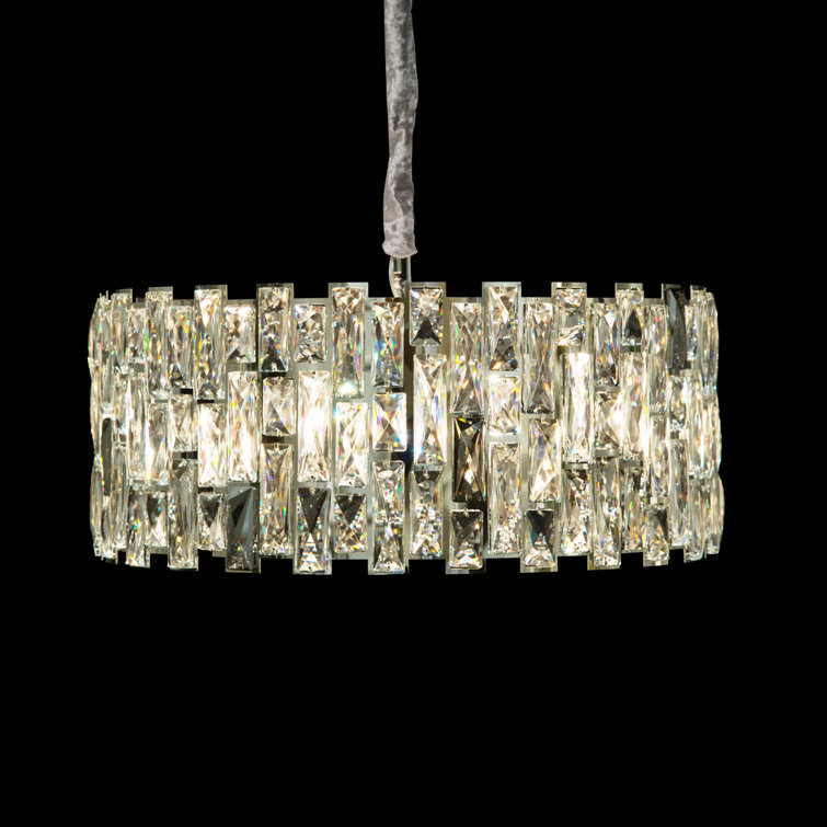 Contemporary Chrome Crystal 8-Light Drum Chandelier
