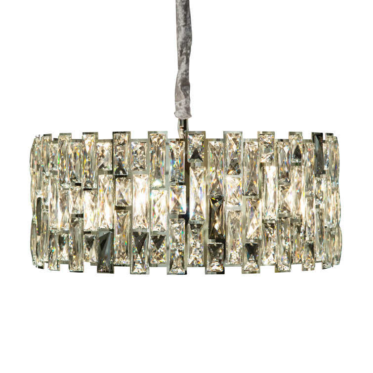 Contemporary Chrome Crystal 8-Light Drum Chandelier
