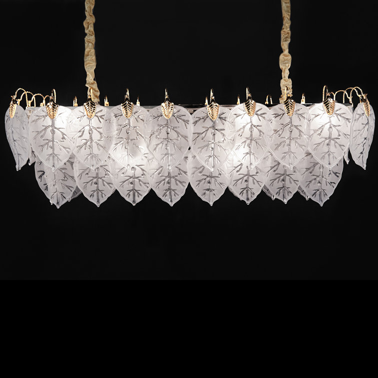 Autumn Frosted Glass Leaf 12-Light Chandelier