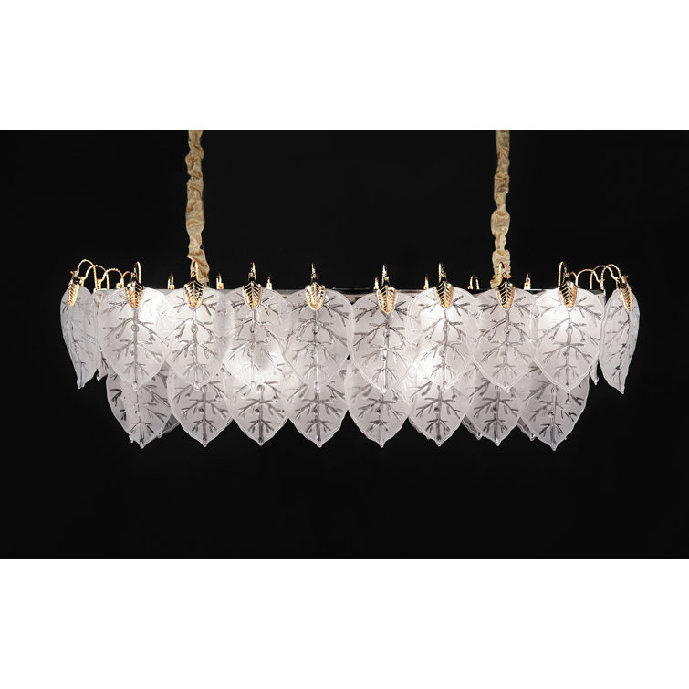Autumn Frosted Glass Leaf 12-Light Chandelier