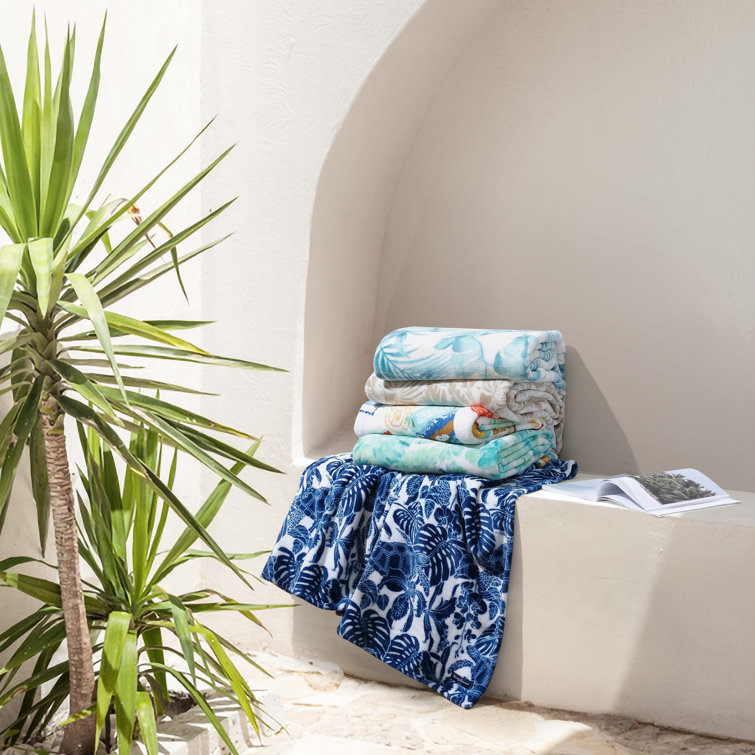 Costa Blanca Beige Reversible Fleece Throw Blanket 50" x 70"