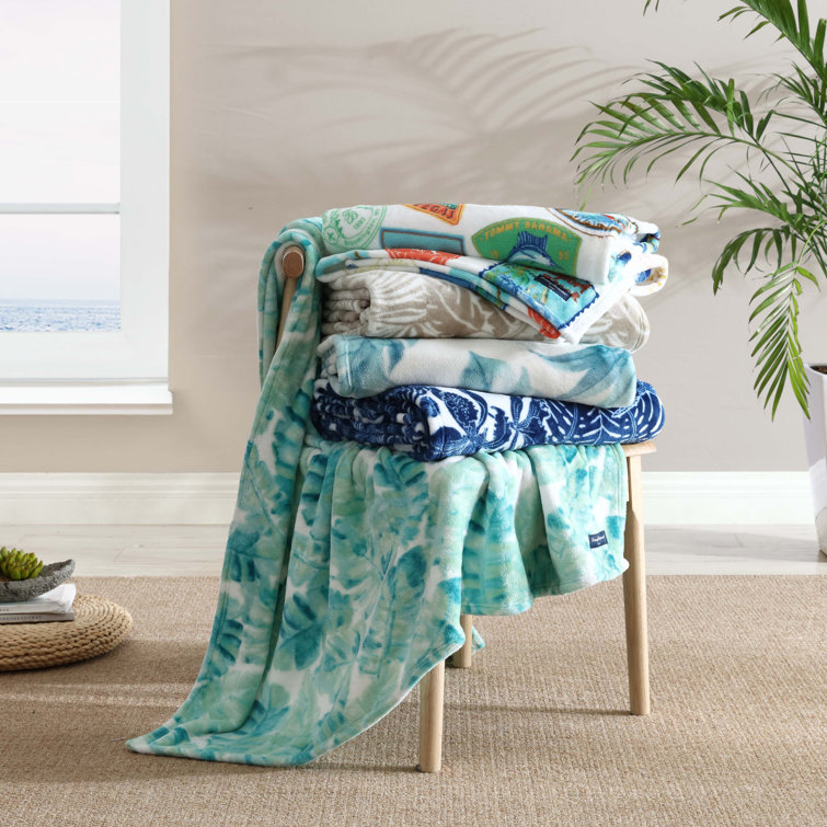 Costa Blanca Beige Reversible Fleece Throw Blanket 50" x 70"