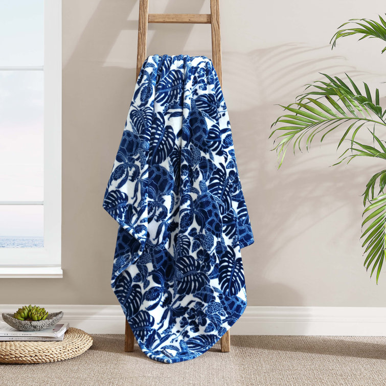 Turtle Bay Blue Ultra Soft Plush Reversible Throw Blanket 50" x 70"