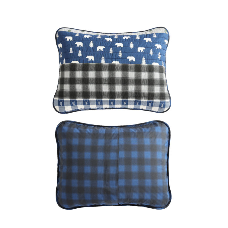 Full Blue Cotton Reversible Quilt Set