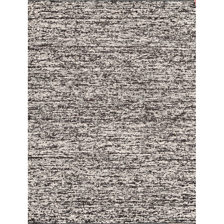 Handmade Black and White Wool Abstract 10' x 14' Rug