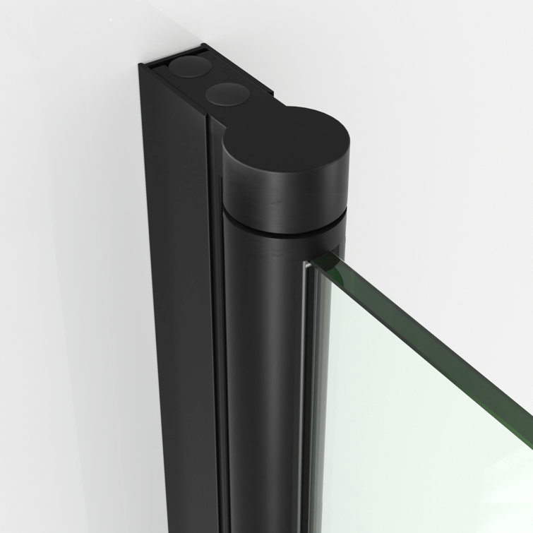 35'' W x 55'' H Frameless Tempered Glass Tub Door with Black Frame