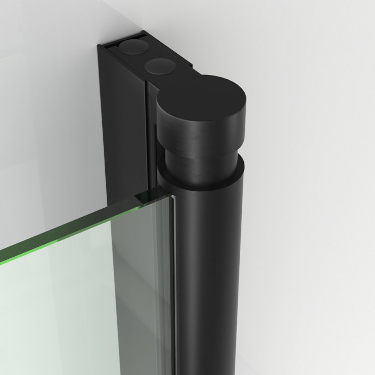 35'' W x 55'' H Frameless Tempered Glass Tub Door with Black Frame