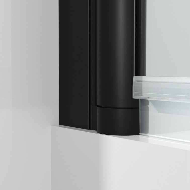 35'' W x 55'' H Frameless Tempered Glass Tub Door with Black Frame