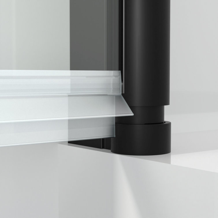 35'' W x 55'' H Frameless Tempered Glass Tub Door with Black Frame