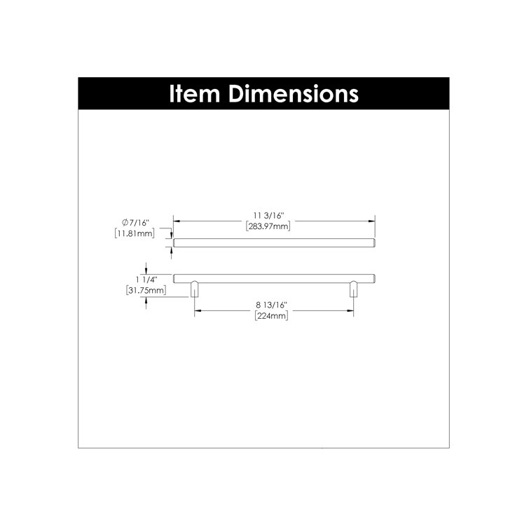 Modern Brass Steel Bar Pull with Mounting Hardware
