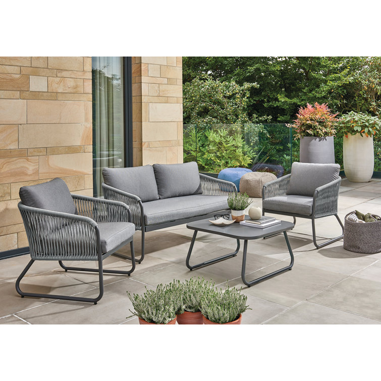 Kingston 4-Person Gray Aluminum Outdoor Seating Group with Cushions