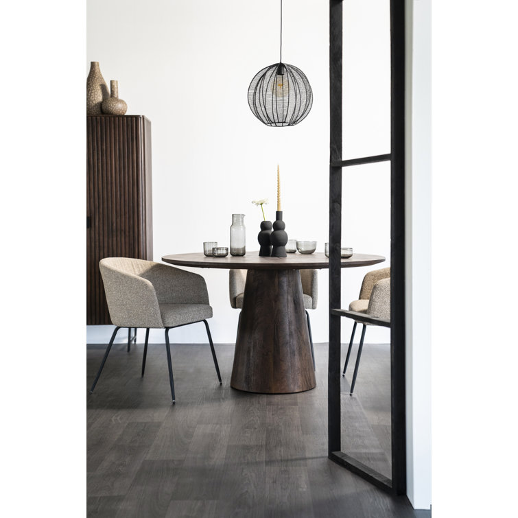 Aron Round Dark Brown Mango Wood Dining Table