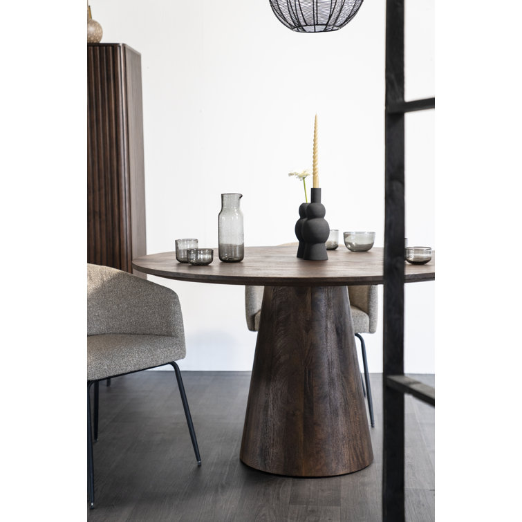Aron Round Dark Brown Mango Wood Dining Table