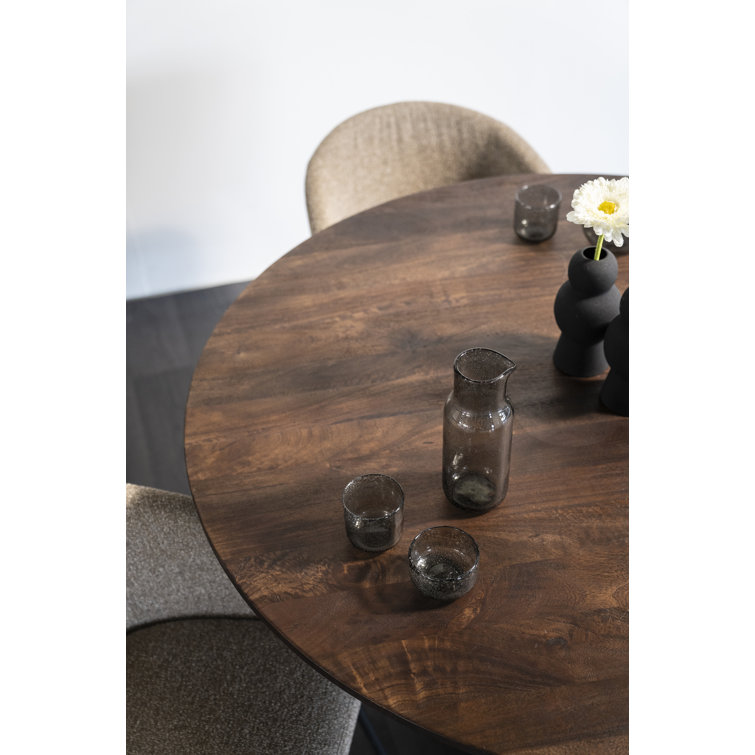 Aron Round Dark Brown Mango Wood Dining Table