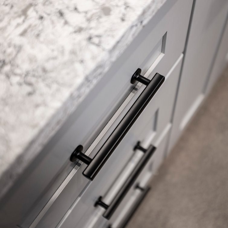 Matte Black Solid Core Kitchen Cabinet Bar Handles, 5-1/16"