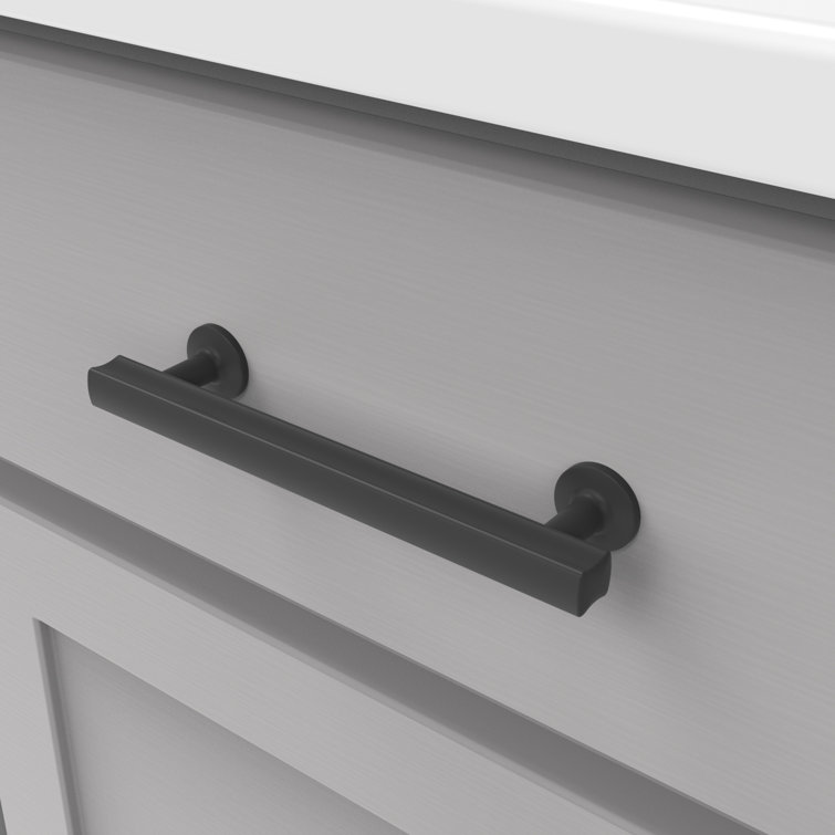 Matte Black Solid Core Kitchen Cabinet Bar Handles, 5-1/16"