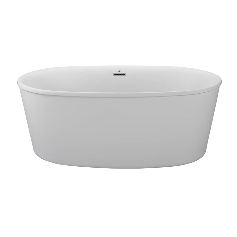 Adel 57.25" White Acrylic Freestanding Oval Air Bathtub