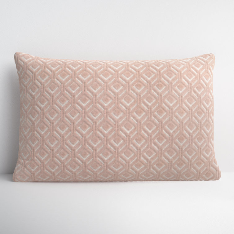Ryans Embroidered Blush 21" x 13" Cotton Lumbar Throw Pillow